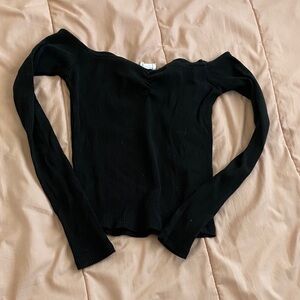 Cotton On Black Ribbed Off-Shoulder Bodysuit